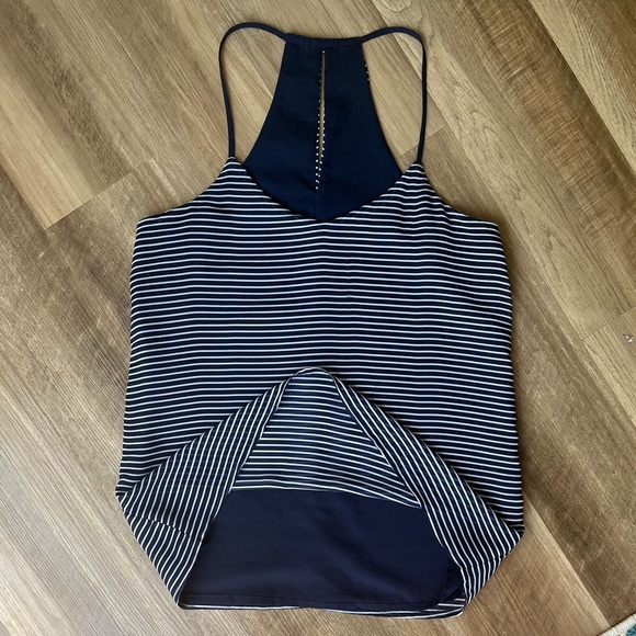 Flowy Navy and White striped Blouse - Picture 3 of 3